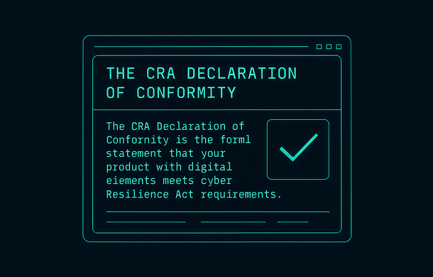 CRA Declaration of Conformity document for a Cyber Resilience Act product with digital elements