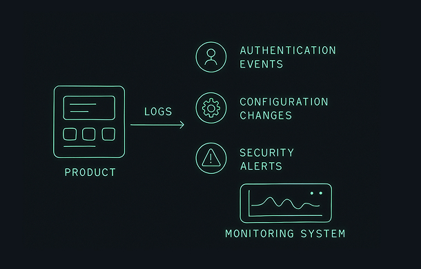 High level diagram of CRA logging and monitoring requirements for products with digital elements