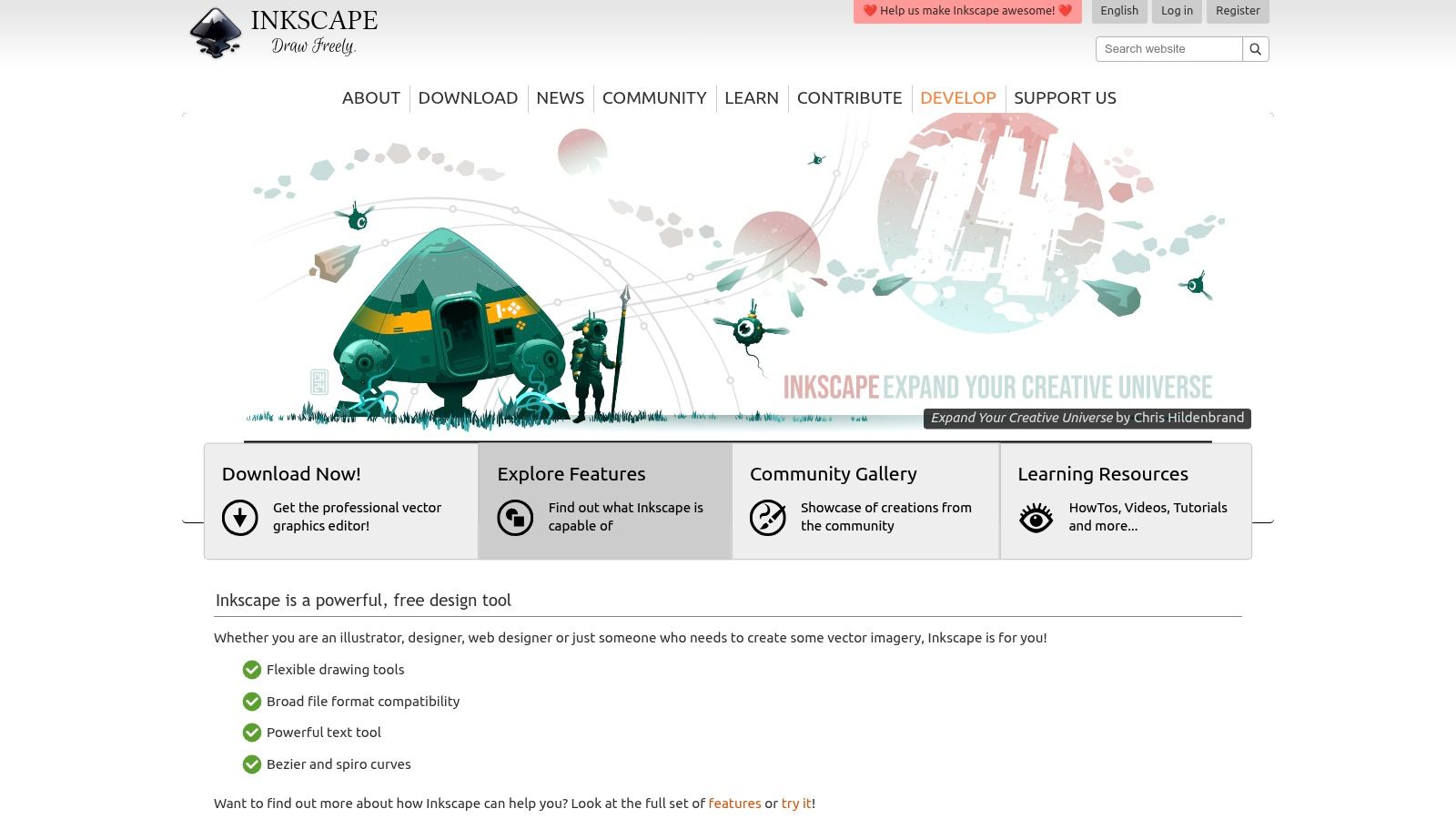 Inkscape editor interface showing vector creation tools